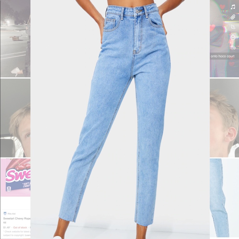 High waisted straight jeans